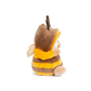 Ziggy Bee Bruin, knuffelbeertje in een bijenpakje, zijaanzicht met kapje op