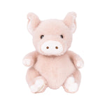 Baby Oink knuffelbiggetje van Bukowskiknuffels.nl met een zachtroze vacht, lief snuitje, kleine oortjes en een vrolijk krulstaartje, voorkant
