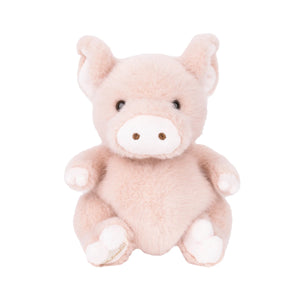 Baby Oink knuffelbiggetje van Bukowskiknuffels.nl met een zachtroze vacht, lief snuitje, kleine oortjes en een vrolijk krulstaartje, voorkant