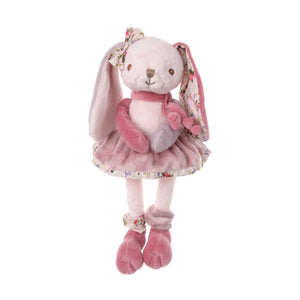 Bibi knuffelkonijn van Bukowskiknuffels.nl met roze Scandinavische details, lange hangoren en zachte pluche.