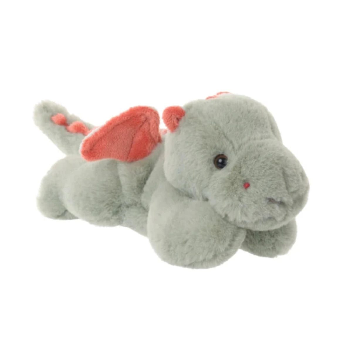 Little Drago Groen knuffeldraak 18 cm van Bukowski Sweden met zachte groene vacht en koraalkleurige vleugels.