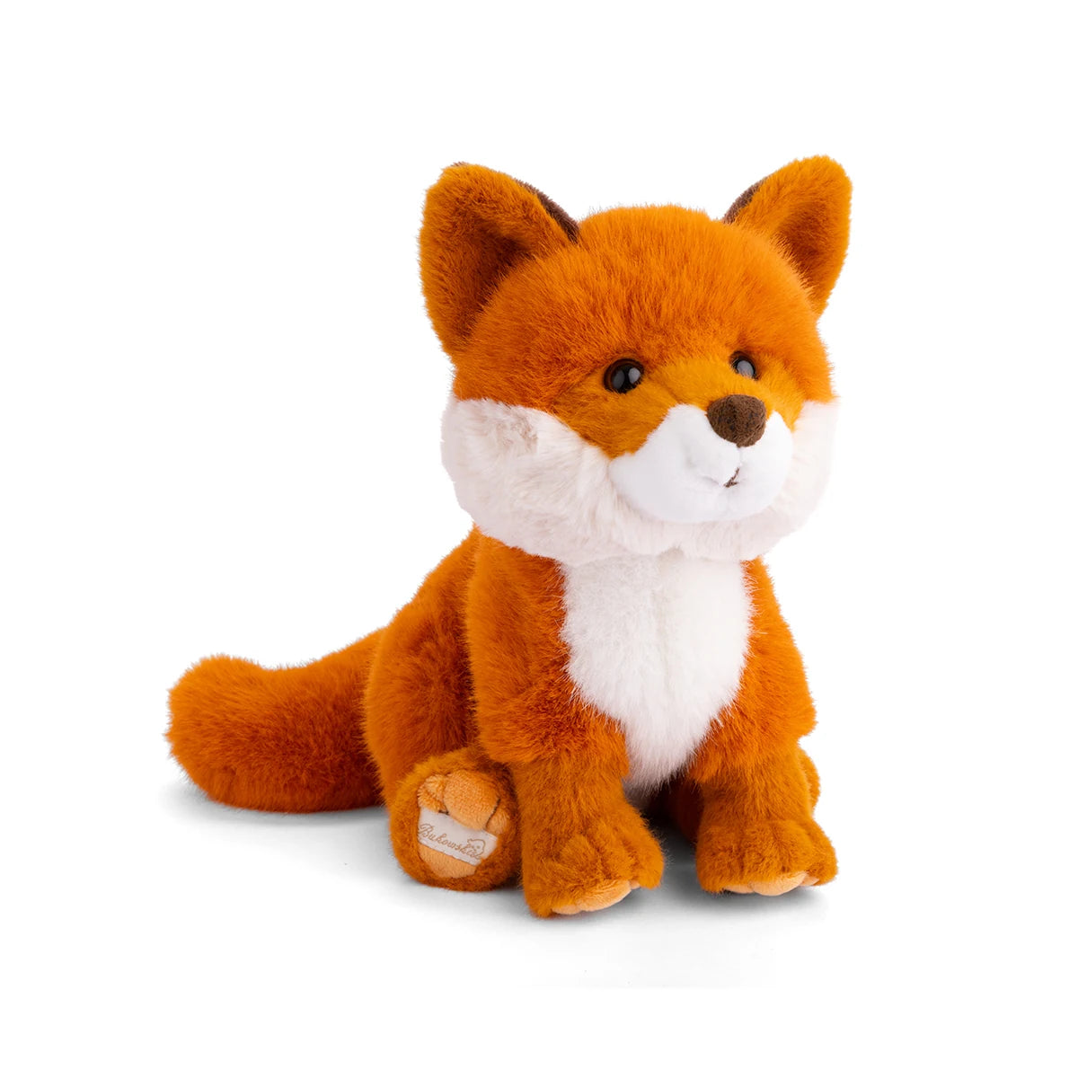 Sweet Clever Fox knuffelvos 25 cm van Bukowski Sweden met oranje vacht en pluizige staart, zijaanzicht