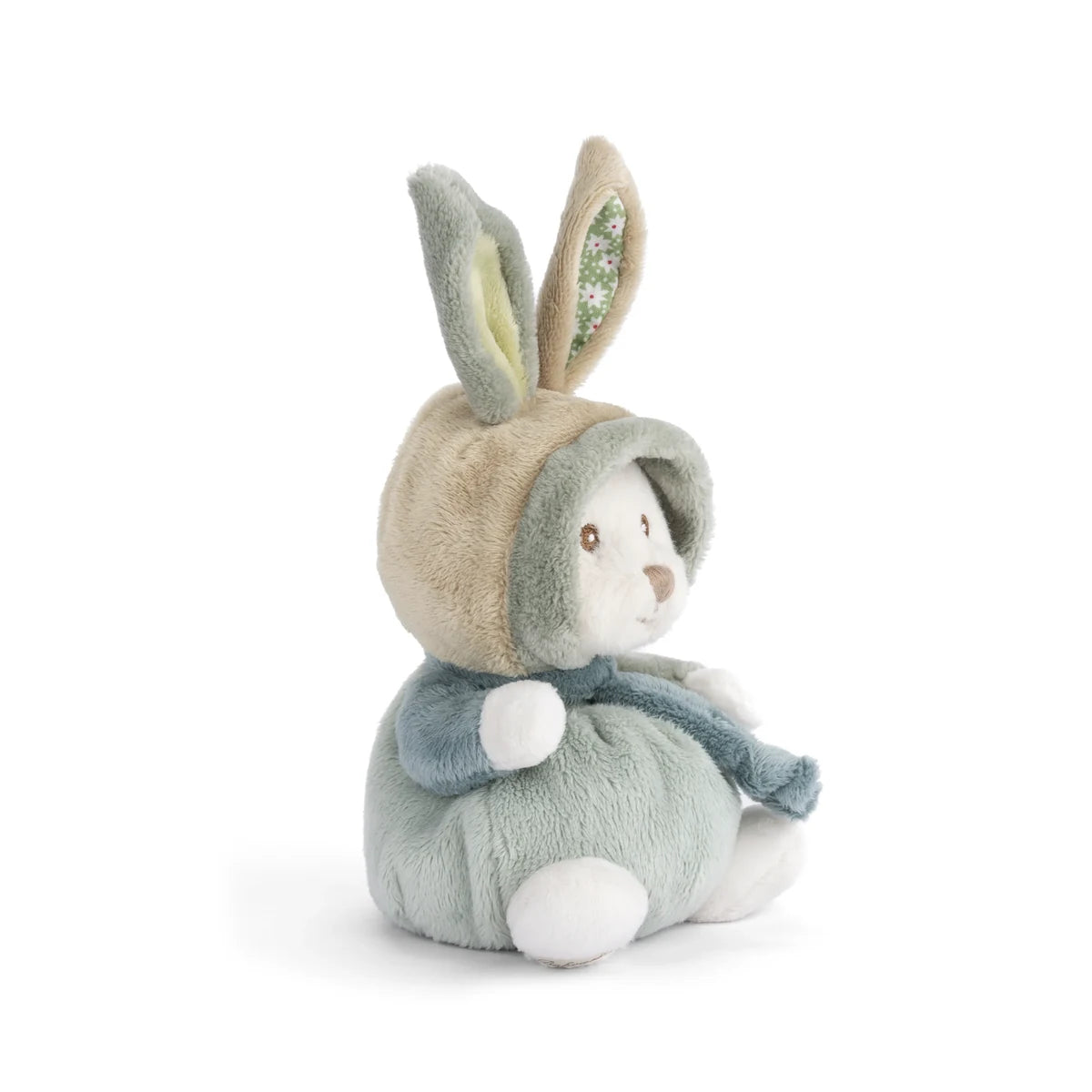 Ziggy Happy Family Benji knuffelbeertje in een konijnenpakje van Bukowski Sweden – 15 cm, zijkant met capuchon