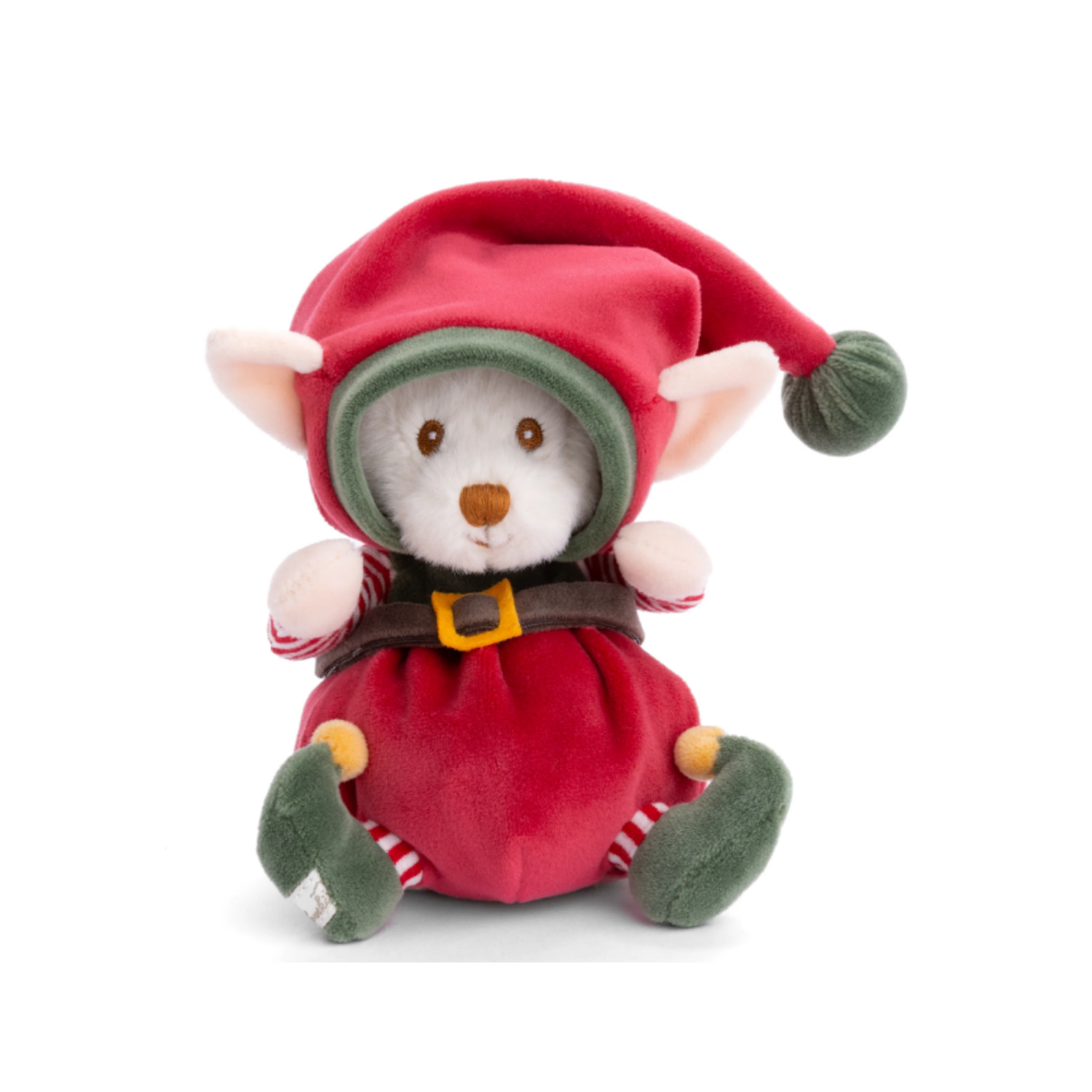 Ziggy Kerstelfje Rood kerstknuffel 15 cm vooraanzicht met kapje van Bukowski Sweden