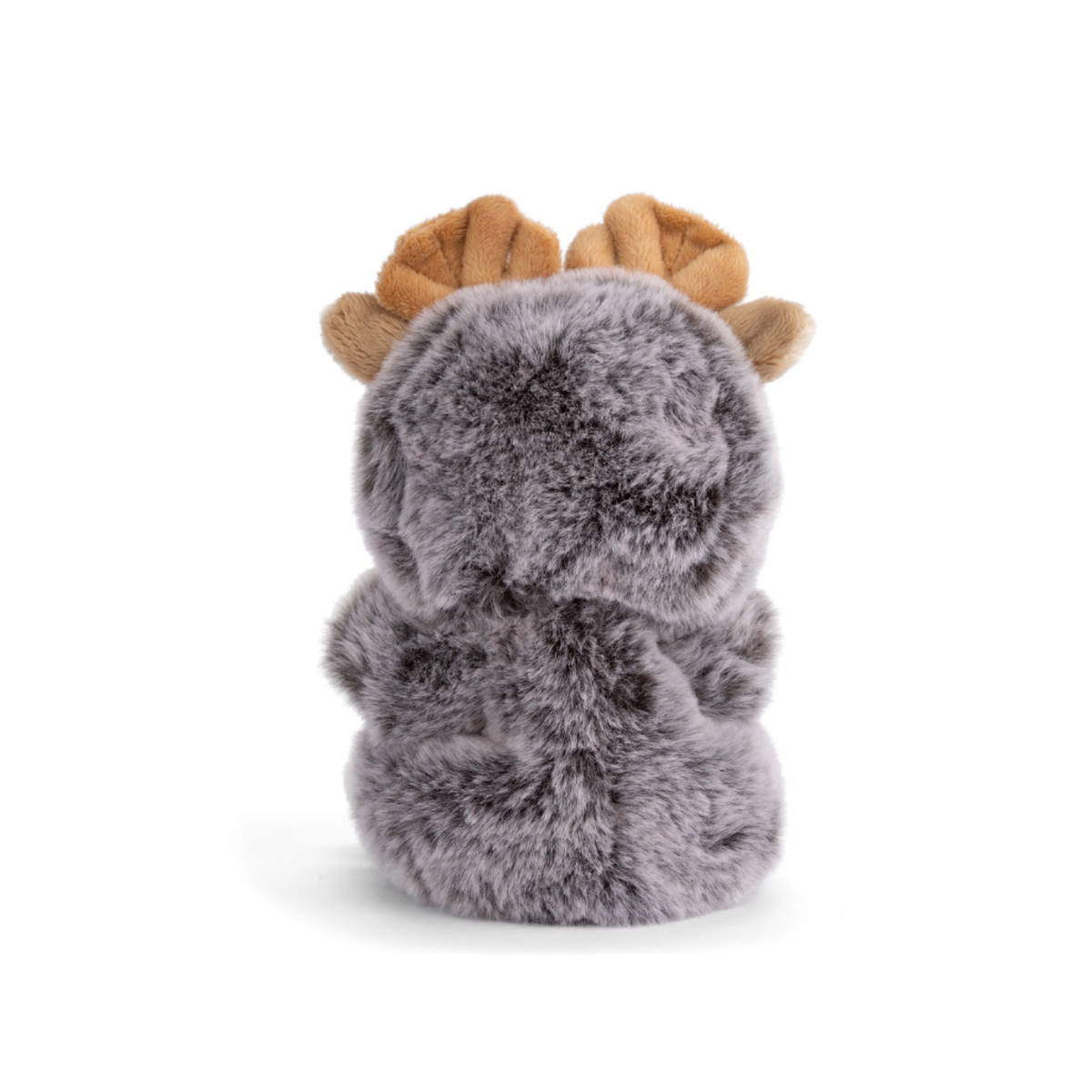 Ziggy Moose grijs knuffelbeertje in elandenpakje met capuchon, achteraanzicht