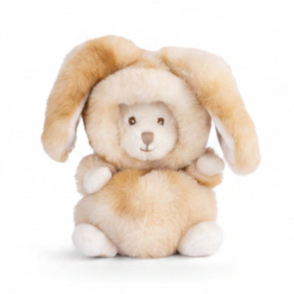 Ziggy Winter Rabbit Caramel knuffelbeertje in een winterkonijnenpakje van Bukowski Sweden – 15 cm vooraanzicht met capuchon
