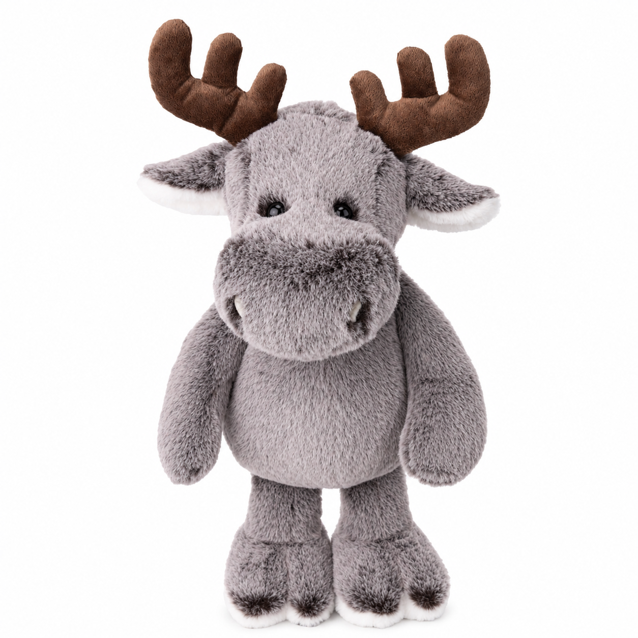 Atlas Elandknuffel 40 cm van Bukowski Sweden. Grote, zachte grijze eland met bruine geweien. 100% origineel verkrijgbaar bij Bukowskiknuffels.nl.