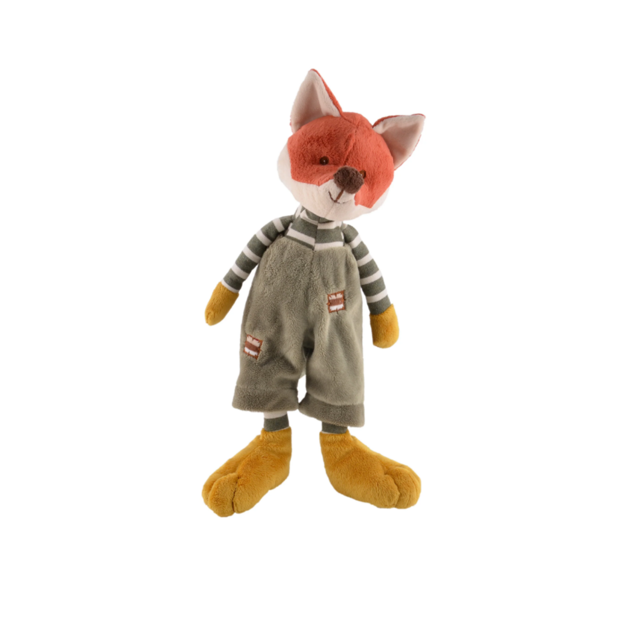 Foxy vossenknuffel, gekleurd met vrolijk tuinpakje van fluweel