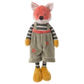 Foxy vossenknuffel XL, gekleurd met vrolijk pakje van fluweel