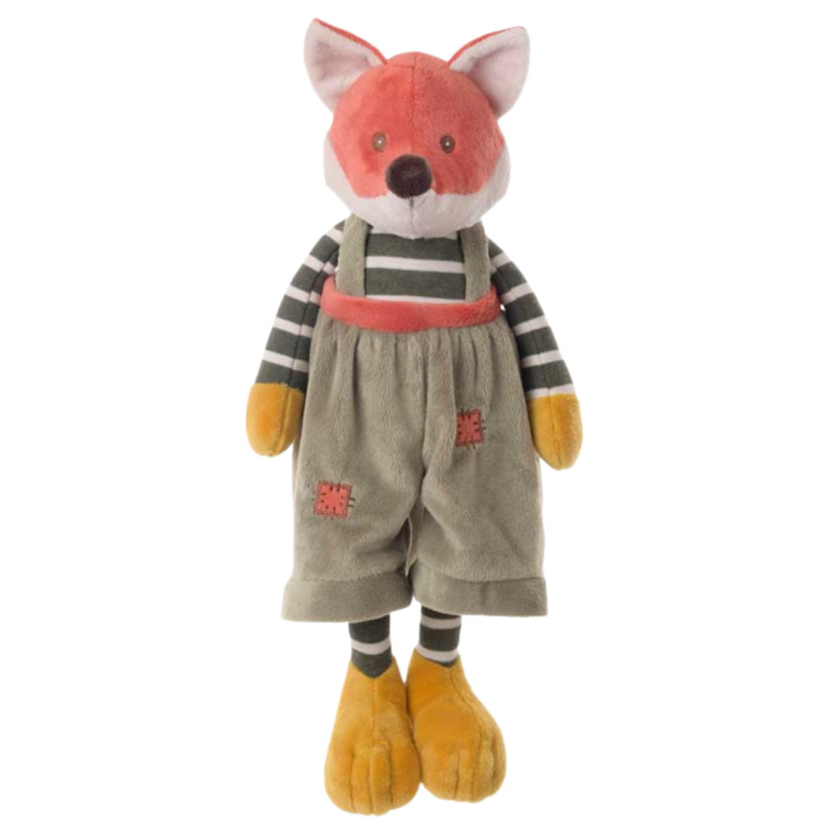 Foxy vossenknuffel XL, gekleurd met vrolijk pakje van fluweel