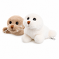 Herb (beige) en Hoover (wit) Bag Charm zeehondjes van Bukowski Sweden 10 cm, voor aan tas, rugzak of sleutelbos.