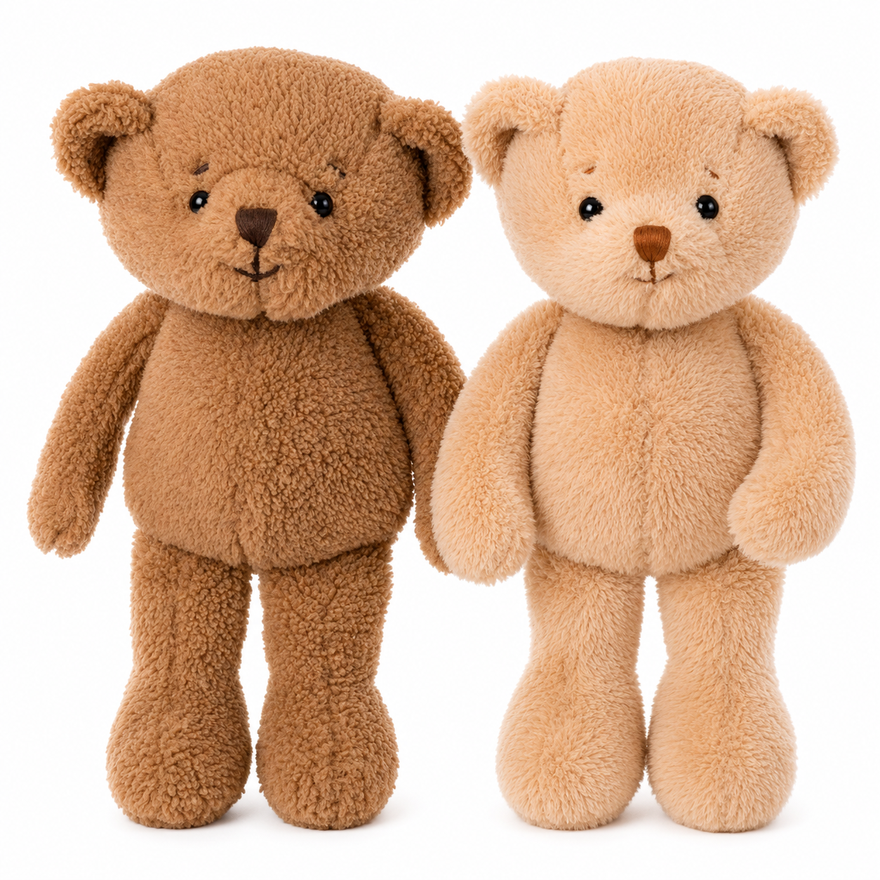 2 Bukowski teddyberen in zachte fleece stof, in 2 kleuren bruin: Ignatio en Julian