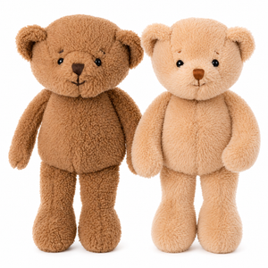 2 Bukowski teddyberen in zachte fleece stof, in 2 kleuren bruin: Ignatio en Julian