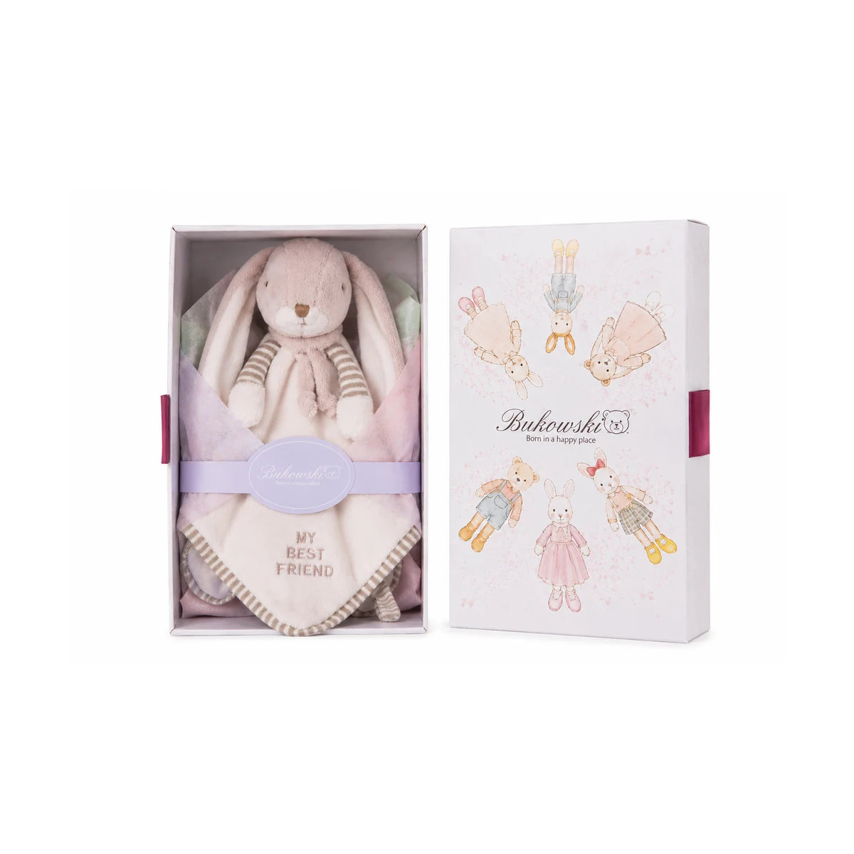 Lucian jongens knuffeldoekje konijn verpakt in een giftbox
