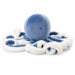 Minky XL petrolblauwe octopusknuffel van Bukowski Sweden met opkrullende tentakels – 55 cm