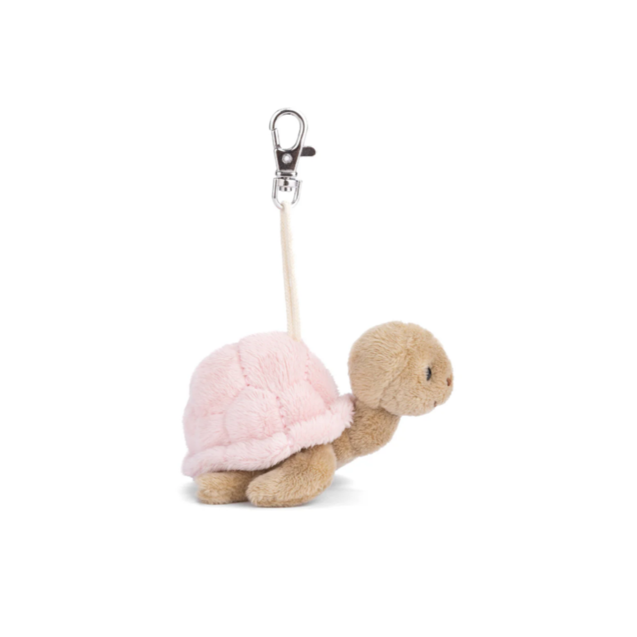 Sandy Pink Bag Charm, tashanger schildpadknuffeltje 10 cm van Bukowski Sweden, zijaanzicht
