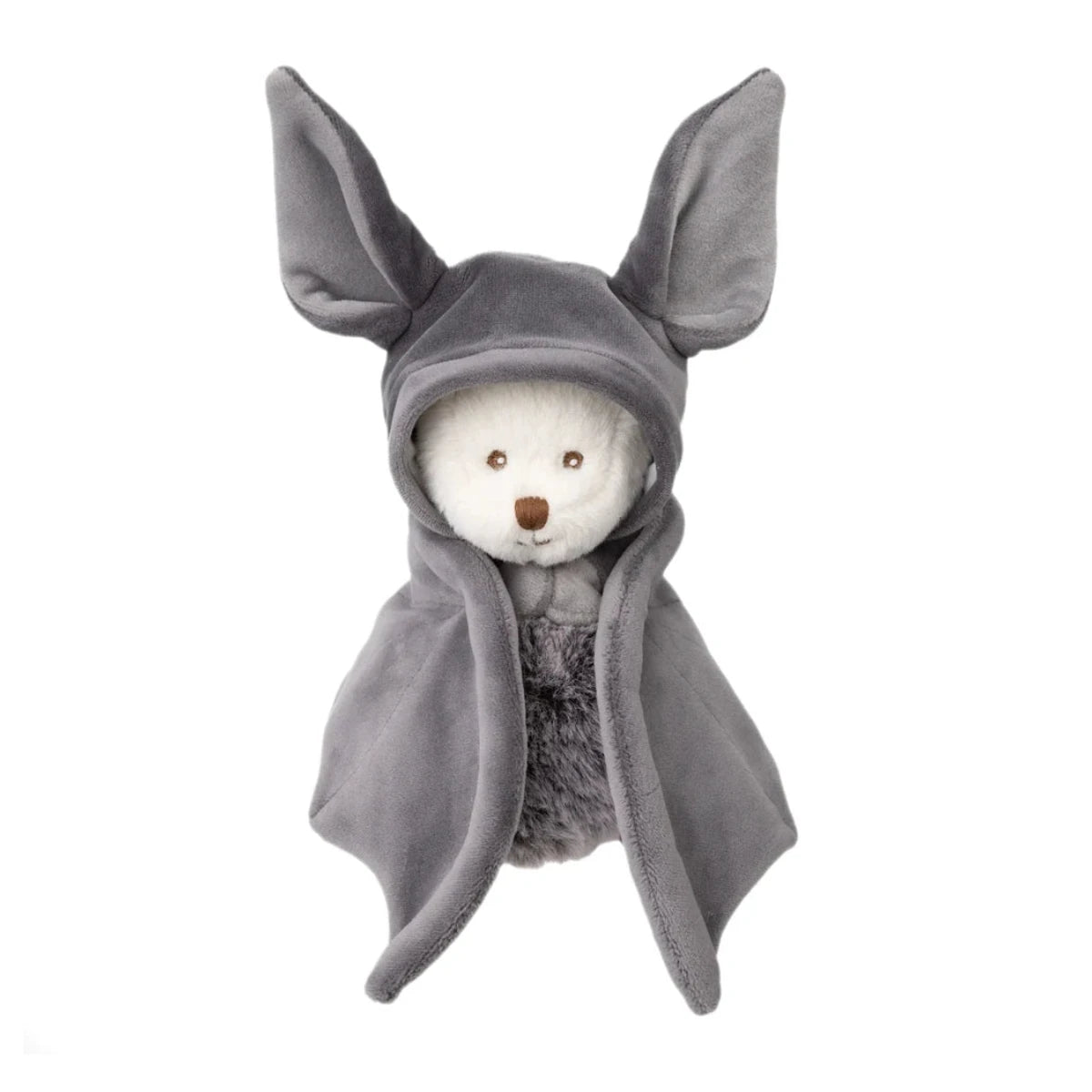 Ziggy Bat Vleermuisknuffel van Bukowski Sweden – 15 cm, vooraanzicht met capuchon