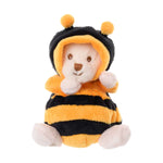 Ziggy Bee knuffelbeertje in een bijenpakje van Bukowski Sweden – 15 cm, vooraanzicht met capuchon