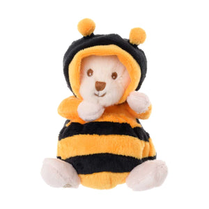 Ziggy Bee knuffelbeertje in een bijenpakje van Bukowski Sweden – 15 cm, vooraanzicht met capuchon
