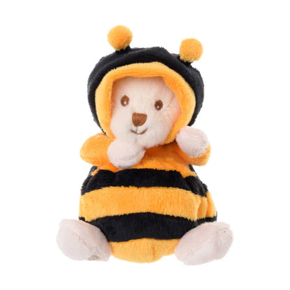 Ziggy Bee knuffelbeertje in een bijenpakje van Bukowski Sweden – 15 cm, vooraanzicht met capuchon