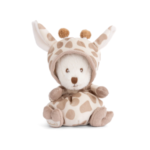 Ziggy Giraf knuffelbeertje in crème beige giraffenpakje met capuchon, vooraanzicht