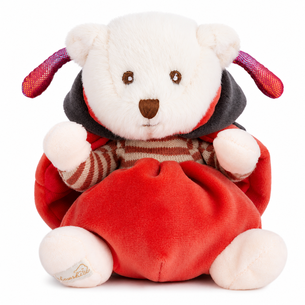 Ziggy Ladybug knuffelbeertje in lieveheersbeestjespakje van Bukowski Sweden – 15 cm, voorkant