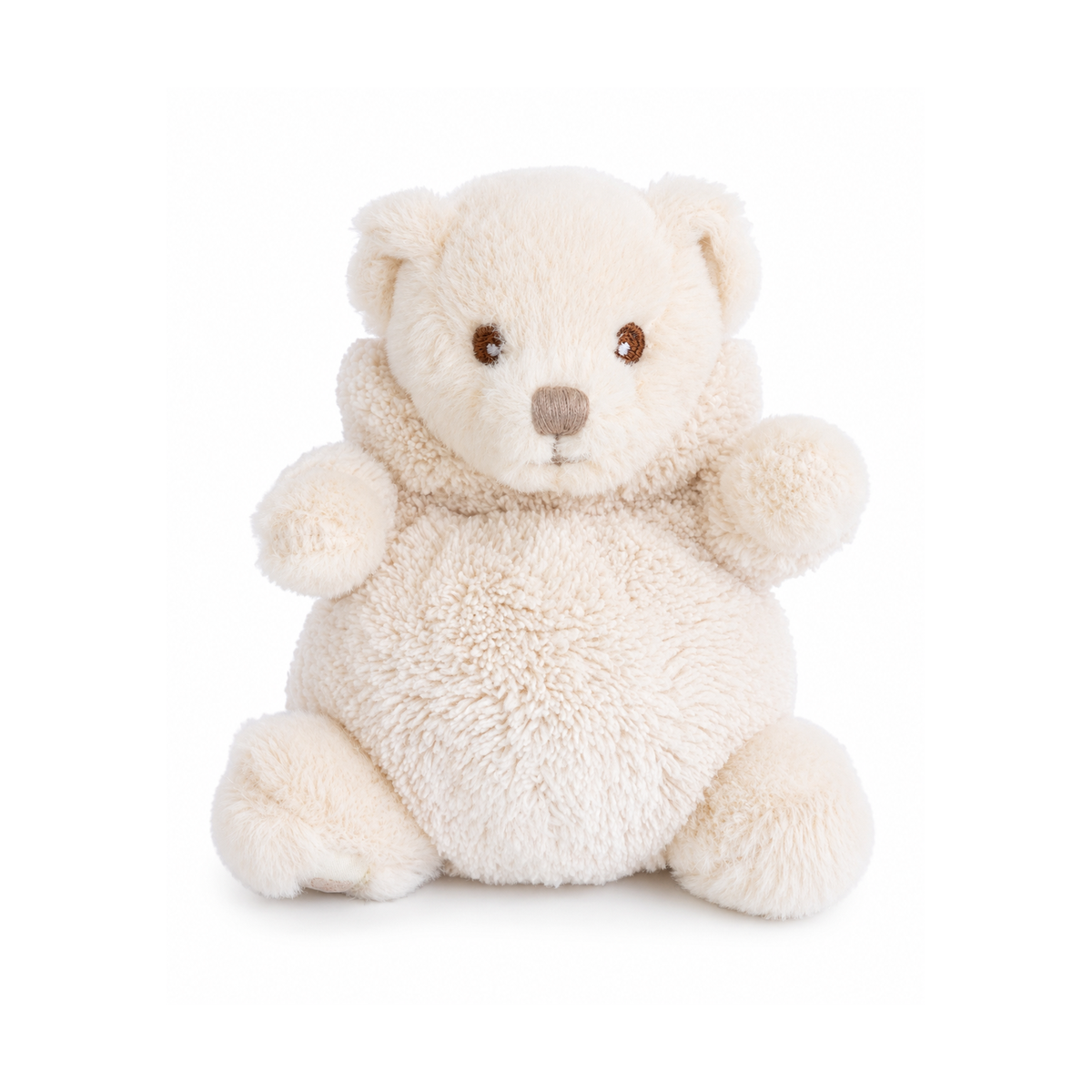 Ziggy Natural Beige knuffelbeertje in een naturel konijnenpakje van Bukowski Sweden – 15 cm, vooraanzicht