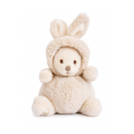 Ziggy Natural Beige knuffelbeertje in een naturel konijnenpakje van Bukowski Sweden – 15 cm, vooraanzicht met capuchon