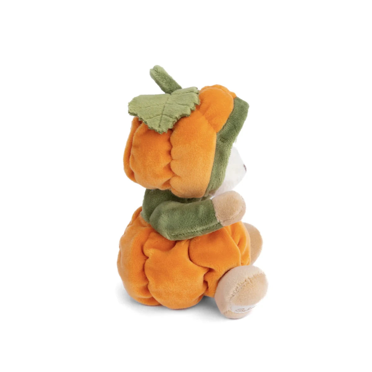 Ziggy Pumpkin knuffelbeertje in een pompoenpakje van Bukowski Sweden – 15 cm, zijaanzicht
