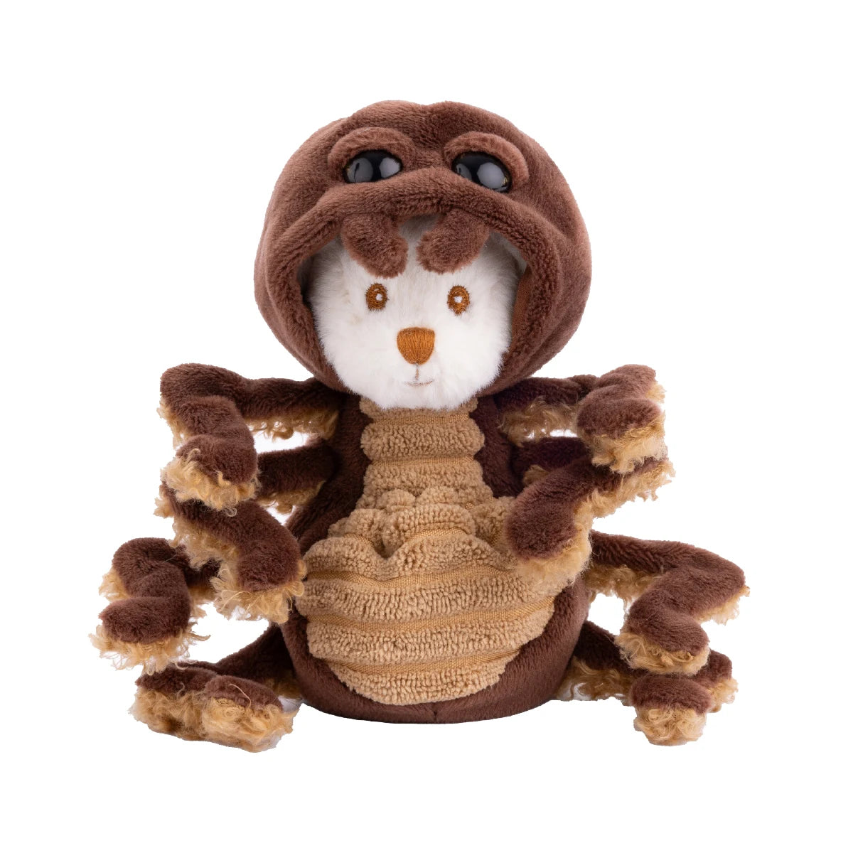 Ziggy Spider knuffelbeertje in een spinnenpakje van Bukowski Sweden – 15 cm voorkant met capuchon