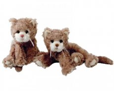Pluche grijs cyperse poes Maciek met bruine strik